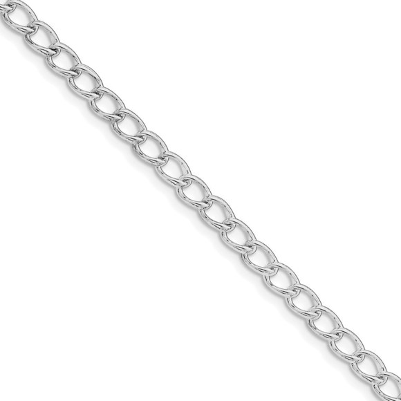 925 Silver 4.5mm Half Round Wire Curb Chain w Clasp Charm Bracelet Starter 7 in. - Picture 1 of 1
